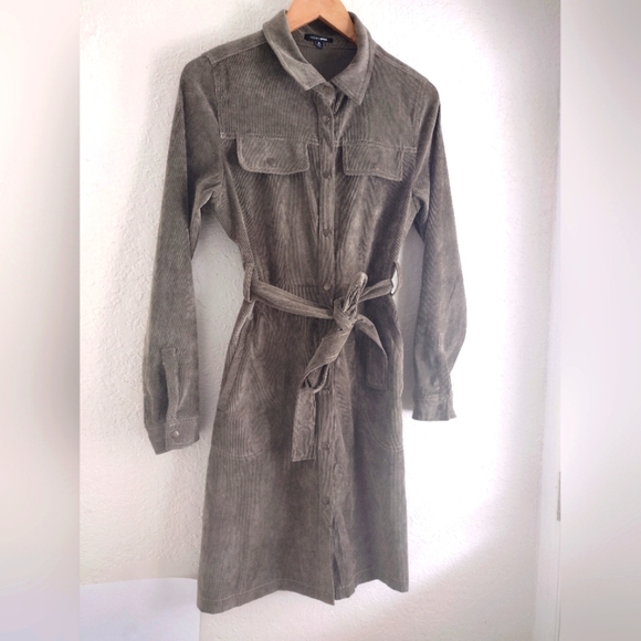 Fashion Nova Olive Corduroy Button Down Dress - Picture 4 of 6